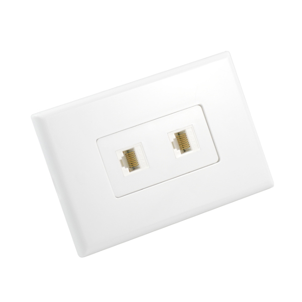 Single Wall Plate RJ45 Cat6 Inline Coupler 2 Port | Homewired